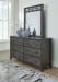 Montillan - Grayish Brown - 5 Pc. - Dresser, Mirror, California King Panel Bed
