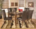 Lacey - Medium Brown - 7 Pc. - Rectangular Dining Room Table, 6 Upholstered Side Chairs