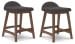 Lyncott - Charcoal / Brown - Upholstered Barstool (Set of 2)