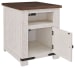Wystfield - White / Brown - Rectangular End Table - 1 Door
