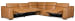 MS - Fresco 5 Seat Sectional 3-Power - Light Brown