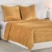 Bari - 3 Piece Queen Velvet Quilt Set - Honey Gold