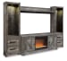 Wynnlow - 5 Pc. - Entertainment Center - 63" TV Stand With Fireplace Insert Glass/Stone - Gray