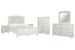 Willowbrook - California King Panel Upholstered Bed, 2 Nightstands, Drawer Dresser With Landscape Mirror And Drawer Chest - Egg Shell White