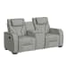 Blitz - Motion Loveseat With Console, And LED - Simba Taupe And Black Welt
