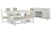 Heron Cove - Extendable Trestle Dining Table With 4 Upholstered Side Chairs, Upholstered Bench And Buffet - Chalk White And Dovetail Gray