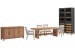 Lindon - Trestle Dining Table With 2 Side Chairs, 2 Arm Chairs, Buffet And Cabinet - Belgian Wheat / Gray