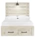 Cambeck - Full Panel Bed With 2 Storage Drawers - Whitewash