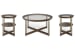 Elora - Round Cocktail Table With 2 End Tables - Walnut And Tarnished Silver And Clear Glass