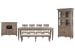 Lancaster - Extendable Rectangular Dining Table With 4 Side Chairs, Bench, Server And Dining Cabinet - Dovetail Gray