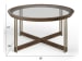 Elora - Round Cocktail Table With 2 Accent Tables - Walnut And Tarnished Silver And Clear Glass