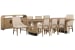 Tristan - Extendable Trestle Dining Table With 6 Side Chairs, 2 Arm Chairs And Sideboard - Swiss Coffee / Beige