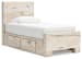 Lawroy - Light Natural - Twin Panel Bed With 2 Under Bed Storage Units