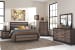 Harlinton - Warm Gray/Charcoal - 6 Pc. - Dresser, Mirror, Chest, Queen Panel Bed