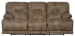 Voyager - Fabric Lay Flat Reclining Sofa With 3 Recliners And Drop Down Table - Brandy