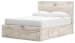 Lawroy - Light Natural - Queen Panel Bed With Storage Footboard And 2 Under Bed Storage Units
