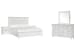 Charleston - King Panel Bed, 2 Nightstands And Drawer Dresser With Landscape Mirror - White Dove