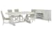 Heron Cove - Extendable Trestle Dining Table With 2 Upholstered Side Chairs, 2 Host Chairs And Buffet - Chalk White And Dovetail Gray