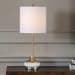 Molena - Brass & Pearly Stone Table Lamp - Brass,Gold,White