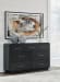 Rowanbeck - 4 Pc. - Dresser, Mirror, California King Upholstered Panel Bed - Gray / Black