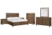 Ridgefield - California King Panel Storage Bed, 2 Nightstands, Double Drawer Dresser With Landscape Mirror And Drawer Chest - Russet