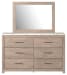 Senniberg - Light Brown/White - 6 Pc. - Dresser, Mirror, King Panel Bed, 2 Nightstands