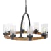 Atwood - 8 Light Wagon Wheel Pendant - Black
