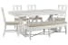 Heron Cove - Extendable Trestle Dining Table With 4 Side Chairs And Upholstered Bench - Chalk White And Dovetail Gray