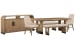 Tristan - Extendable Trestle Dining Table With 2 Benches, 2 Arm Chairs And Sideboard - Swiss Coffee / Beige