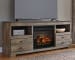 Trinell - 63" TV Stand With Glass/Stone Fireplace Insert - Brown