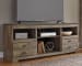 Trinell - Brown - 2 Pc. - 63" Tv Stand With Fireplace Insert Glass/stone