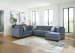 Maxon Place - Navy - 5 Pc. - 3-Piece Sectional With Raf Corner Chaise, Chair, Ottoman