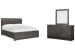 Kinsley - King Panel Storage Bed And Drawer Dresser With Portrait Mirror - Black Heron