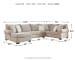 Baranello - Stone - 4 Pc. - Left Arm Facing Chaise 3 Pc Sectional, Ottoman