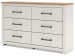 Linnocreek - White / Warm Brown - Six Drawer Dresser
