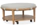 Lindon - Round Cocktail Table With Gray Upholstered Top & Casters - Belgian Wheat