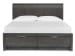Kinsley - King Panel Storage Bed, 2 Nightstands And Drawer Dresser With Portrait Mirror - Black Heron