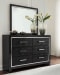 Kaydell - Black - 6 Pc. - Dresser, Mirror, Chest, Queen Upholstered Glitter Panel Storage Bed