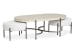 Jennings - Oval Cocktail Table And 2 Ottomans With Round End Table - Edgecomb Gray And Weathered Antique Nickel