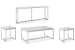 Esme - Rectangular Cocktail Table With 2 Rectangular End Tables And Sofa Table - White Marble And Brushed Nickel