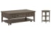 Paxton Place - Rectangular Caster Cocktail Table With Accent End Table - Dovetail Gray