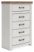 Savonport - Five Drawer Chest - White / Brown