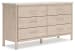 Cadmori - Two-tone - 6 Pc. - Dresser, Mirror, Chest, King Upholstered Panel Bed