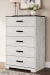 Shawburn - White / Black / Gray - Five Drawer Chest - Vinyl-Wrapped