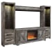 Wynnlow - 5 Pc. - Entertainment Center - 63" TV Stand With Fireplace Insert Glass/Stone - Gray