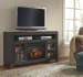 Gavelston - Black - 2 Pc. - 60" TV Stand with Faux Firebrick Fireplace Insert