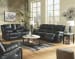 Calderwell - Black - 6 Pc. - Reclining Sofa, Double Reclining Loveseat with Console, Rocker Recliner, Janilly Cocktail Table, End Table, Chair Side End Table
