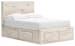 Lawroy - Light Natural - Full Panel Bed With Storage footboard And 2 Under Bed Storage Units