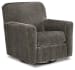 Herstow - Charcoal - Swivel Glider Accent Chair - Fabric