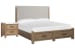 Plum Creek - Queen Upholstered Panel Storage Bed With Nightstand - Sierra Brown / White